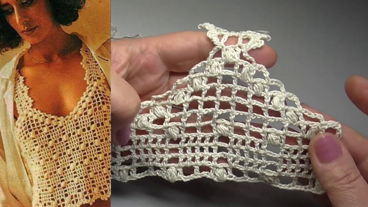Летняя майка крючком  филейной сеткой. Узор разбор выкройки