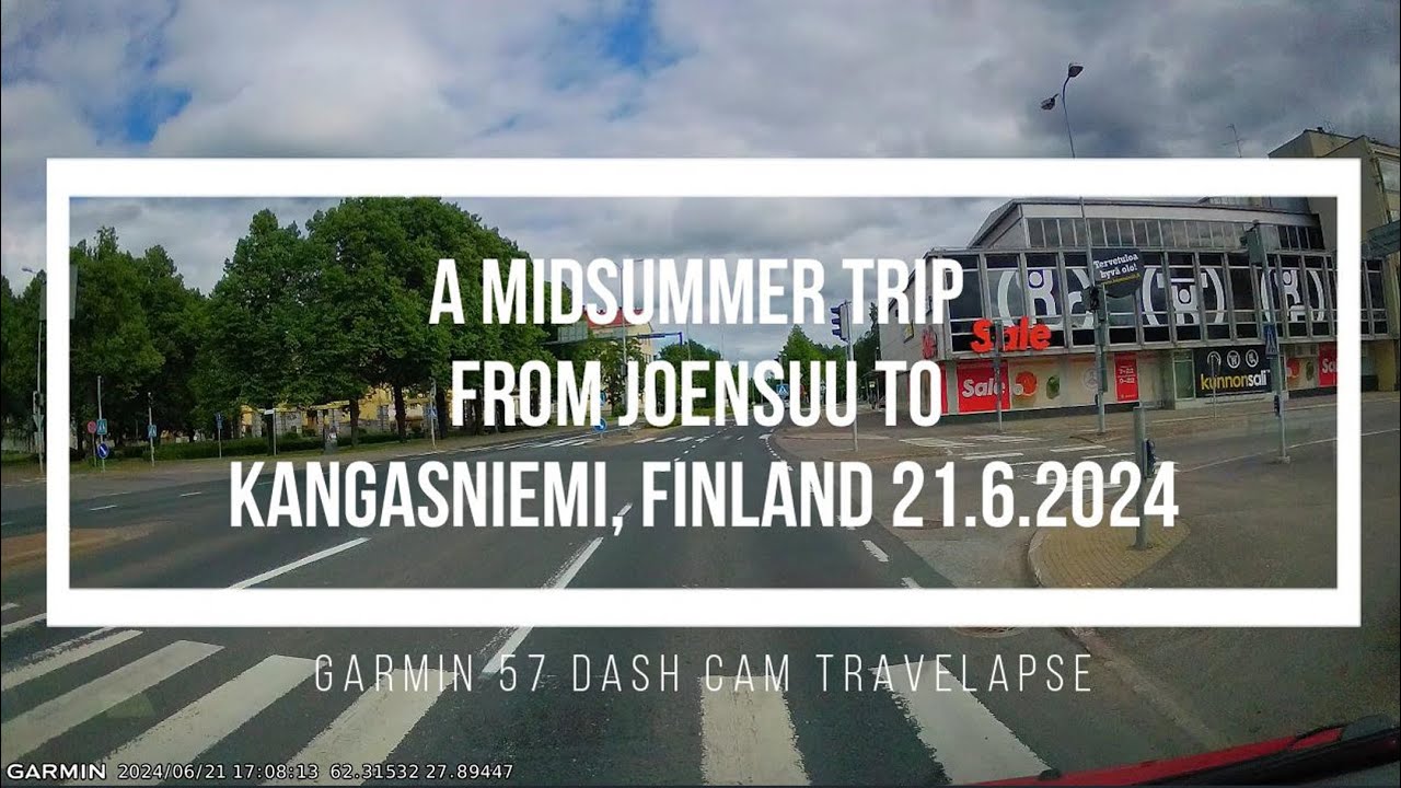 A midsummer trip from Joensuu to southern Savo, Finland. Garmin 57 Dash Cam travelapse 21.6.2024