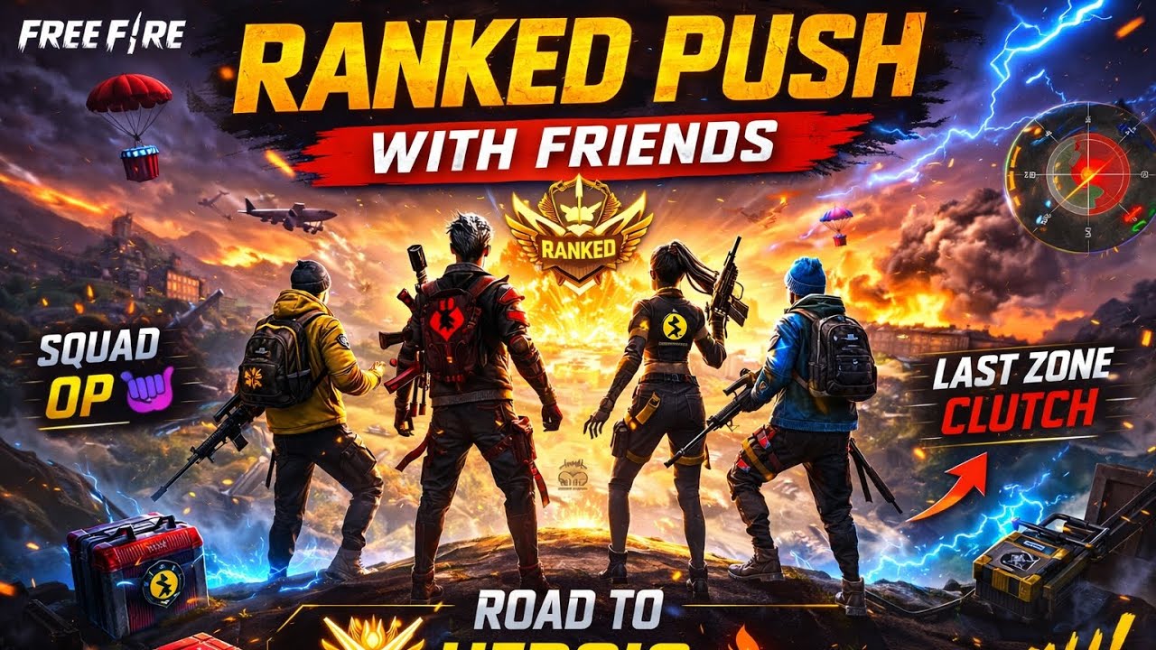 Road To Heroic With Friends 💥 BR Ranked Gameplay | Free Fire