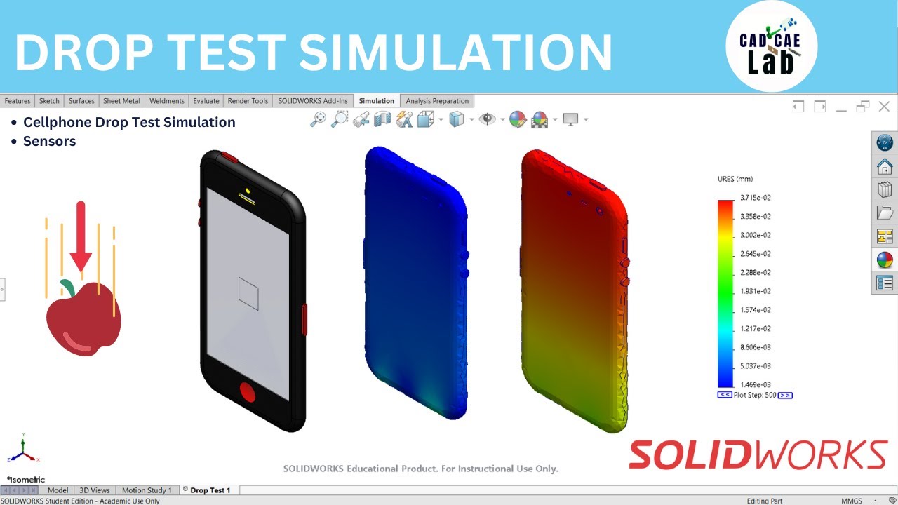Drop Test | Sensitive Sensors | FEA for beginners | SolidWorks Simulation