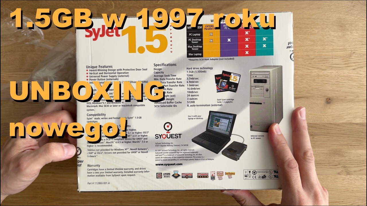 Unboxing SyQuest SyJet 1.5GB z 1997 roku! (Fabrycznie nowy z USA)
