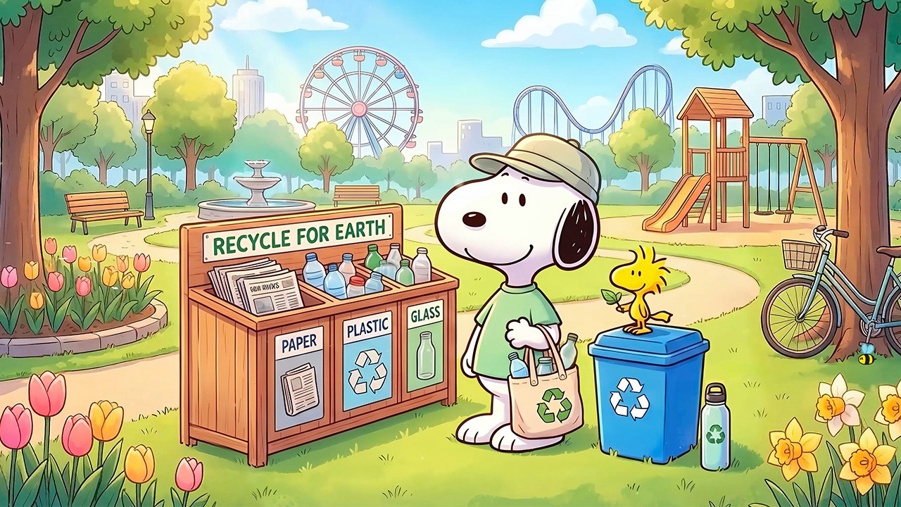 Earth Day with Snoopy & Woodstock 🌍 Smooth Spring Jazz for Focus, Reading & Happy Days
