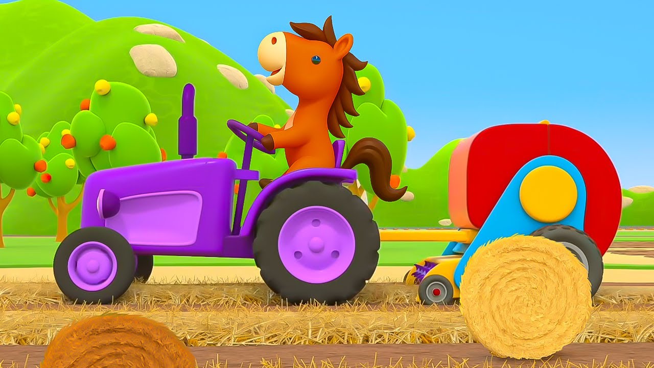 New adventures of tractors on a farm with animals in new car cartoons for kids.