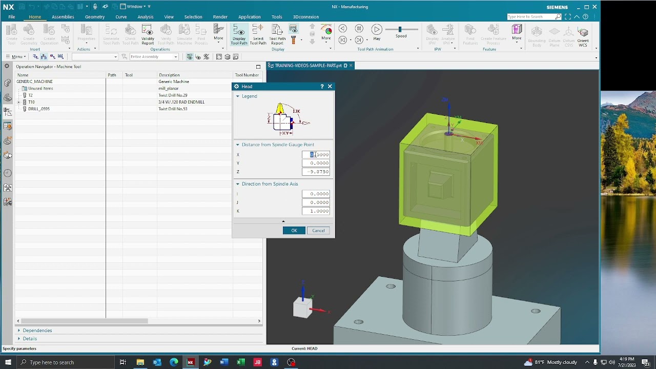 Siemens NX 2206    How To Create And Define A Right Angle Head