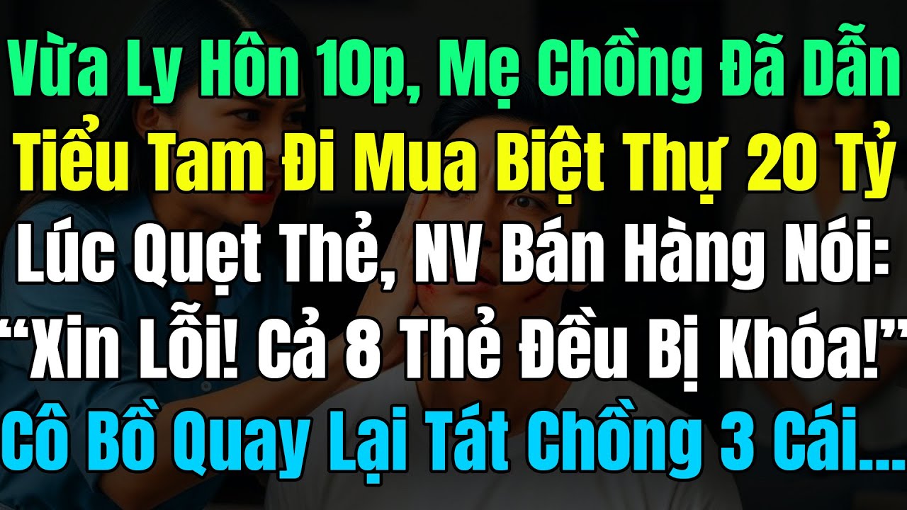 Vừa Ly Hôn 10p Mẹ Chồng Dẫn Tiểu Tam Đi Mua Biệt Thự 20 Tỷ, Quẹt 8 Thẻ Đều Bị Khóa, Anh Bị Tát 3 Cái
