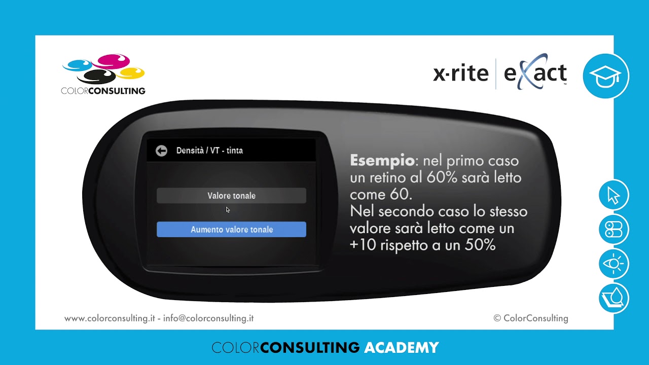 Spettrofotometro eXact x-rite Impostazione Setting Colore
