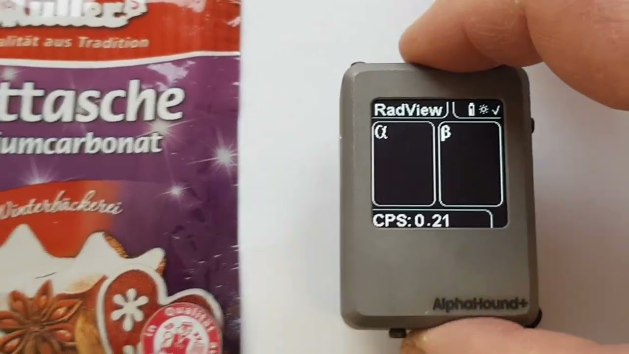 RadView AlphaHound AB+ measuring potash from the drugstore - Pottasche aus dem Drogeriemarkt