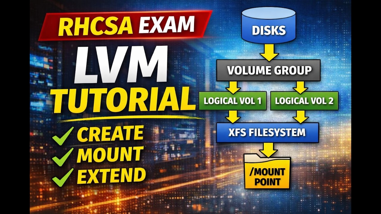 RHCSA LVM Tutorial | Create, Mount & Extend Logical Volumes (Full Hands-On Lab)