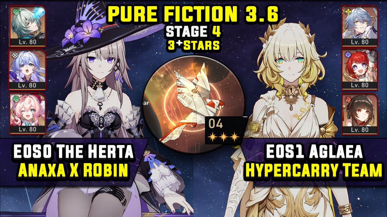 E0 Herta Carry с Anaxa и E0 Aglaea Hypercarry (3 звезды) Pure Fiction 4 Honkai Star Rail 3.6