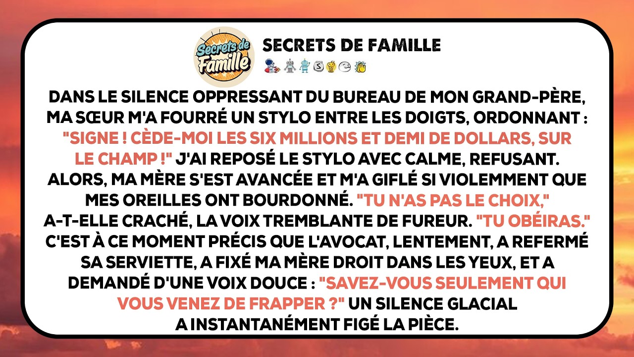 Ma sœur m'a fourré un stylo dans la main et m'a ordonné : 