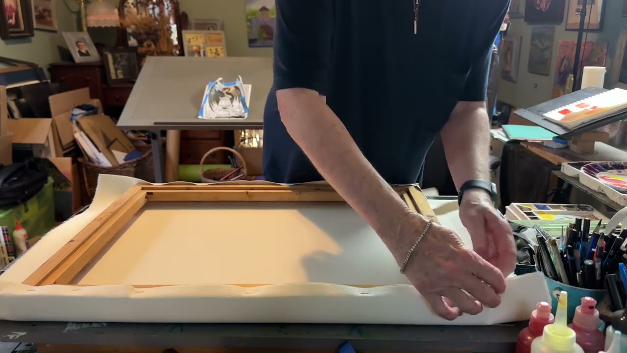 Stretching watercolor paper on stretcher bars