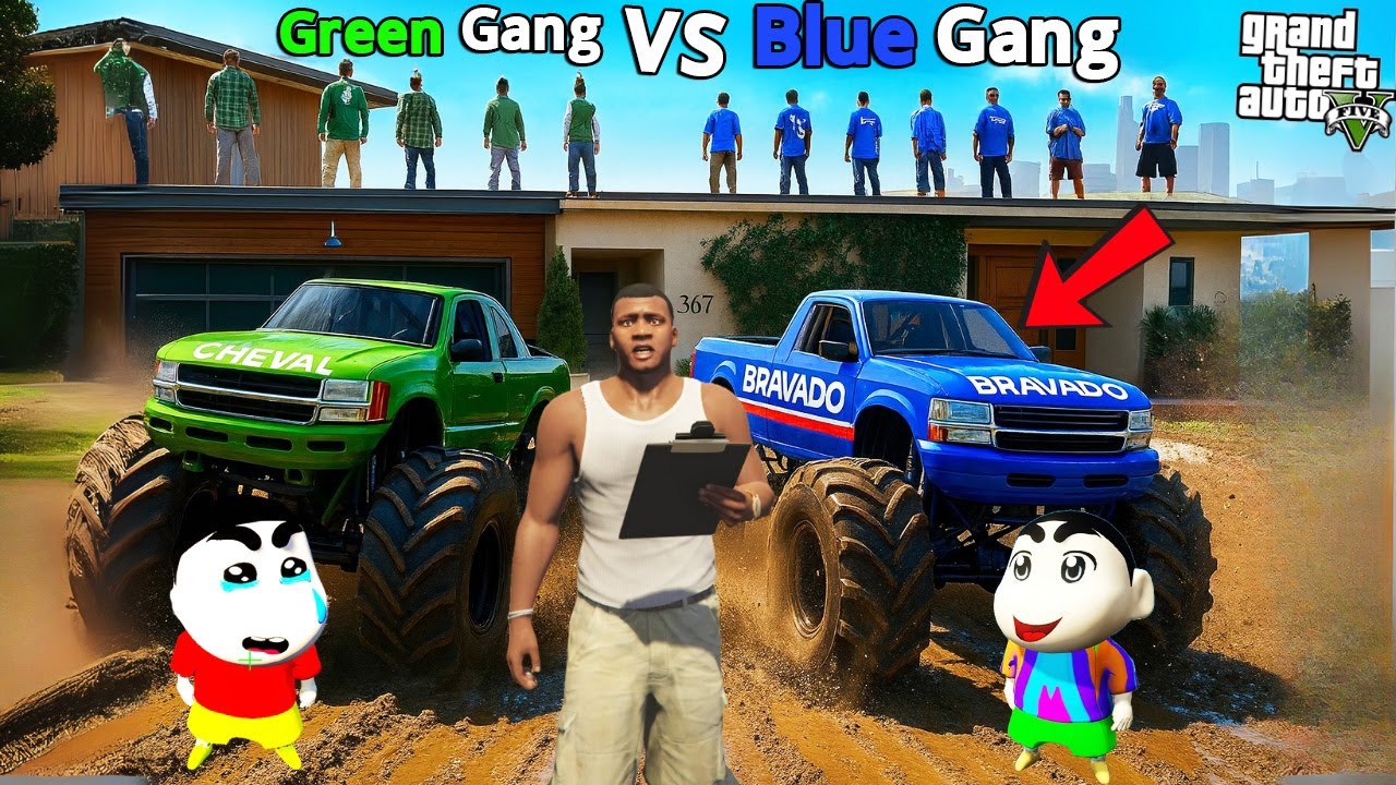 GTA 5: Franklin’s Blue Gang Vs Shinchan’s Green Gang Mud Race Challenge! 🚗💨 | GTA 5 Bangla Gameplay