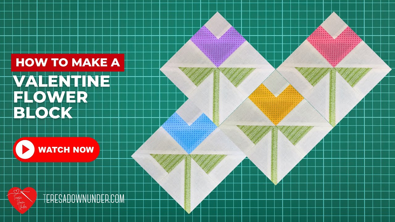 How to make a Valentine flower quilt block