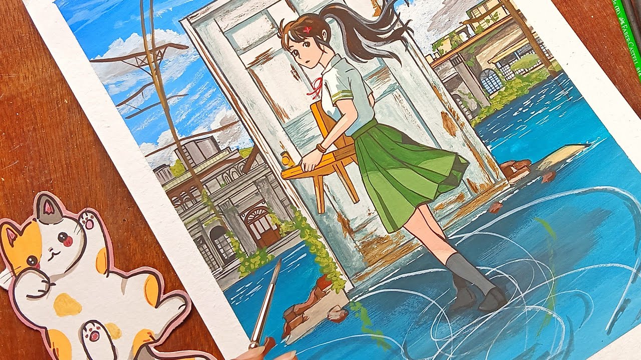 Painting Suzume No Tojimari | Relaxing Gouache Art 🌷🌱🌟 
