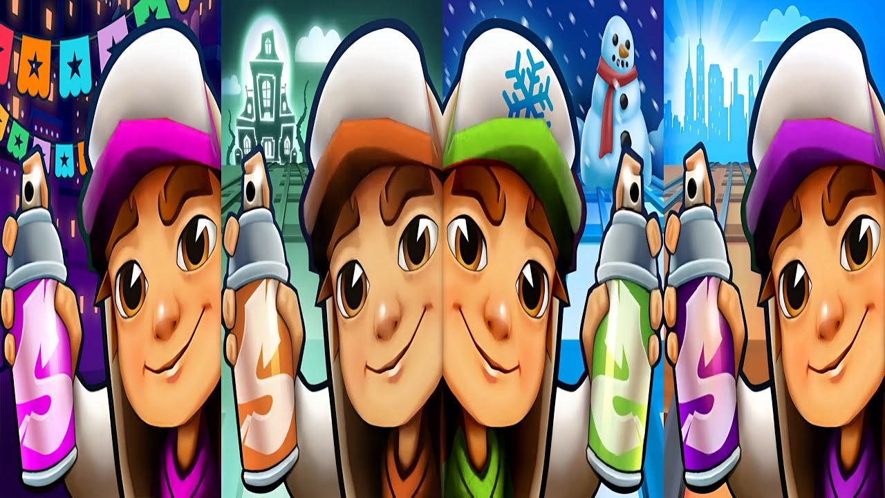 Subway Surfers : Mexico 2025 🆚 Haunted Hood 2024 🆚 Berlin 2021 🆚 Subway City Xmas 2022 ( Reverse) 