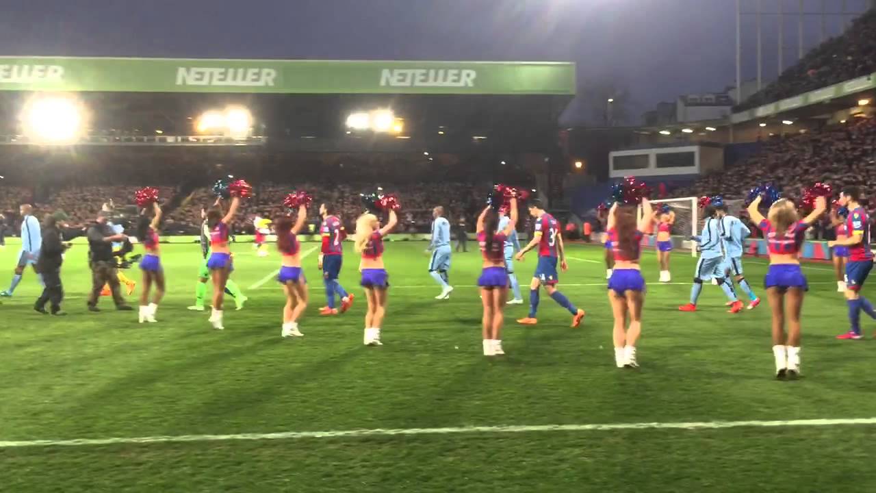 Teams walking out at Crystal Palace Man City.