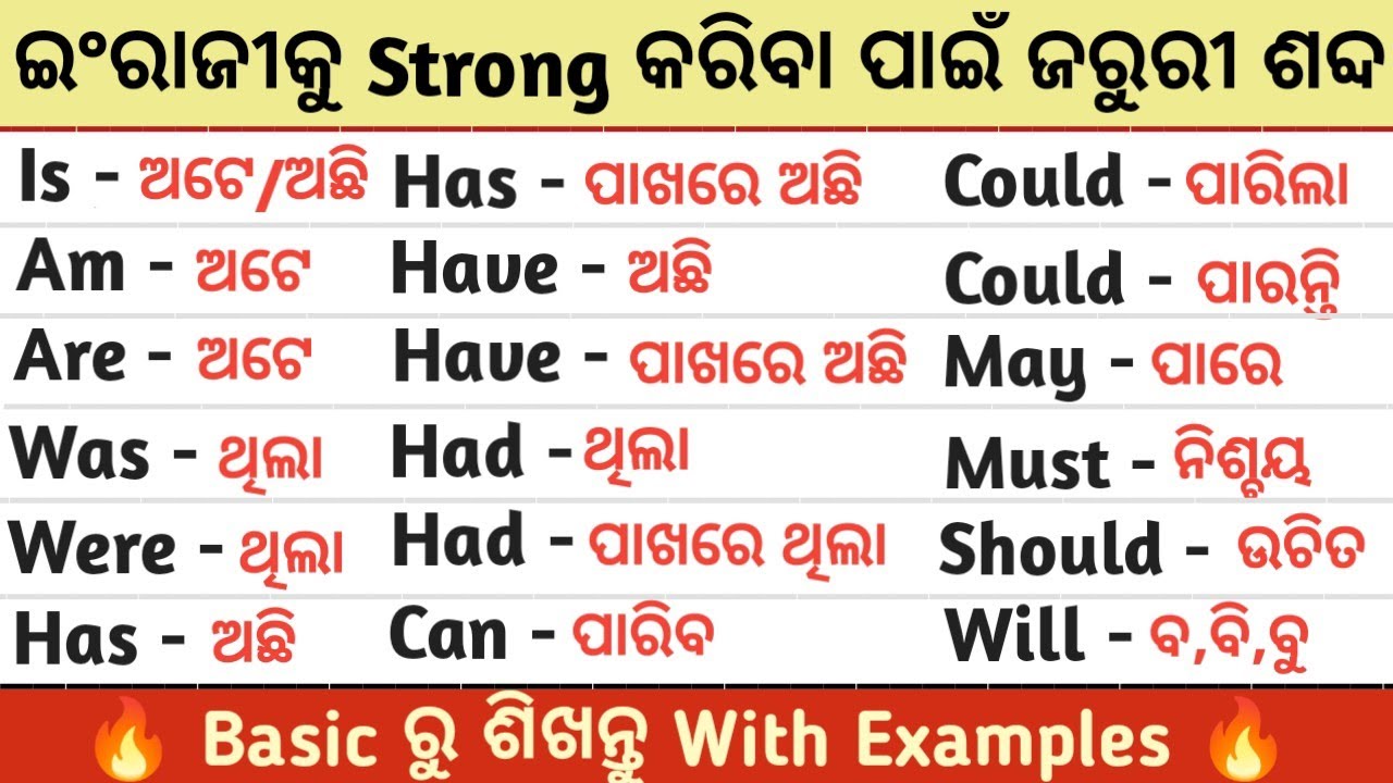 How To Use is/am/are/was/were/has/have/had/can/could/may In Spoken English & English Grammar Odia
