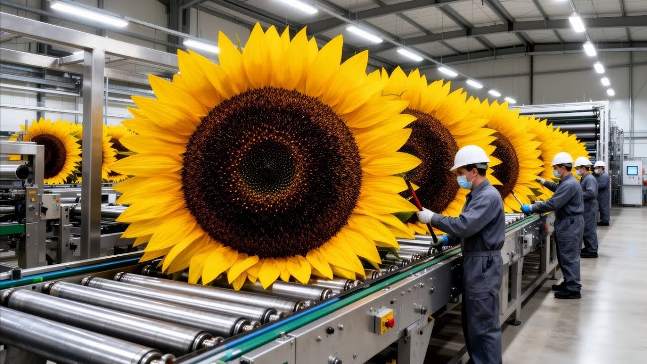 Sunflower Seeds Processing Factory | Field to Packaging AI Visualization