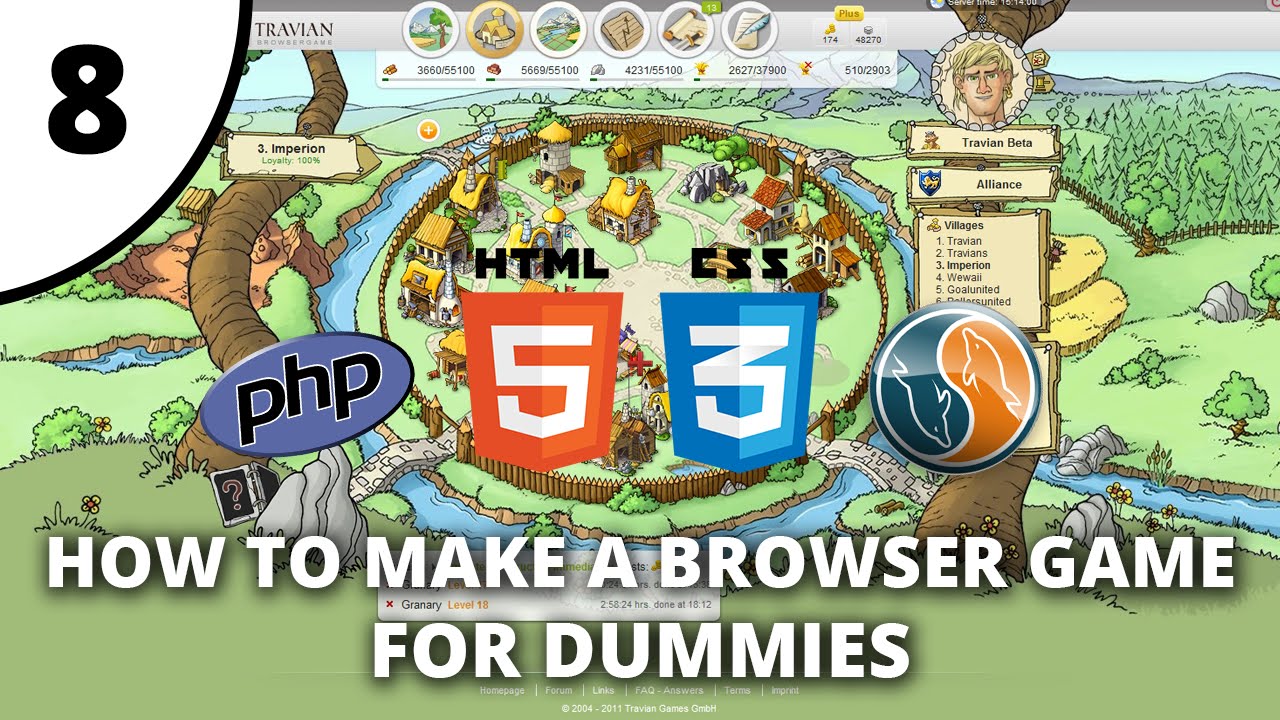 How to make a browser game for dummies - Part 8 - PHP / HTML / CSS - Starting on DB