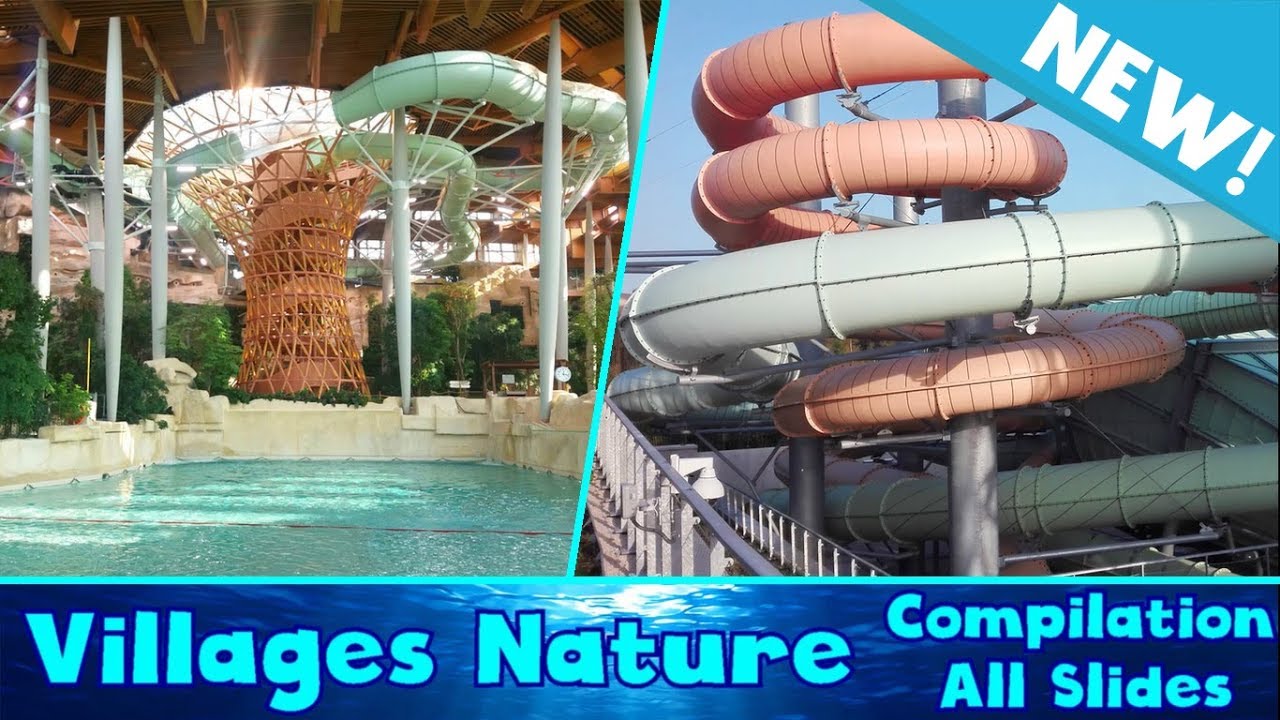 ALL WATER SLIDES at Villages Nature, Aqualagon - NEW Indoor water park, Paris