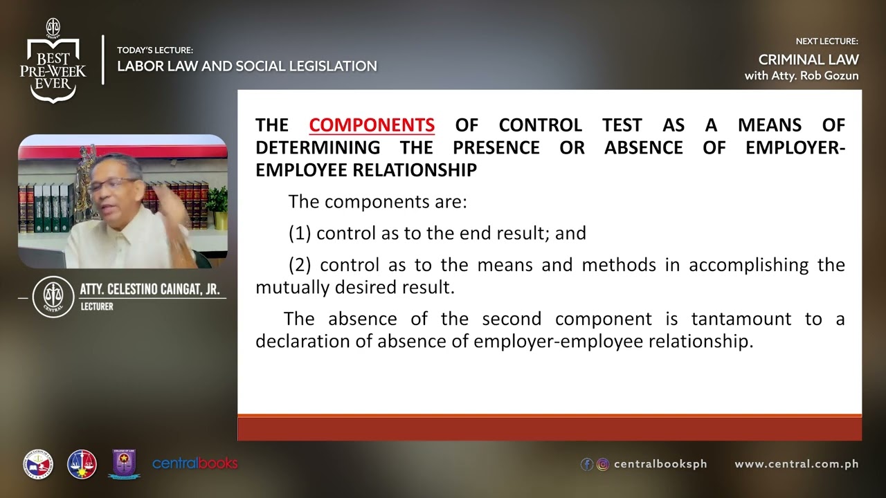 Labor Law and Social Legislation Pre-Week Lecture with Atty. Celestino Caingat, Jr. 📚⚖️