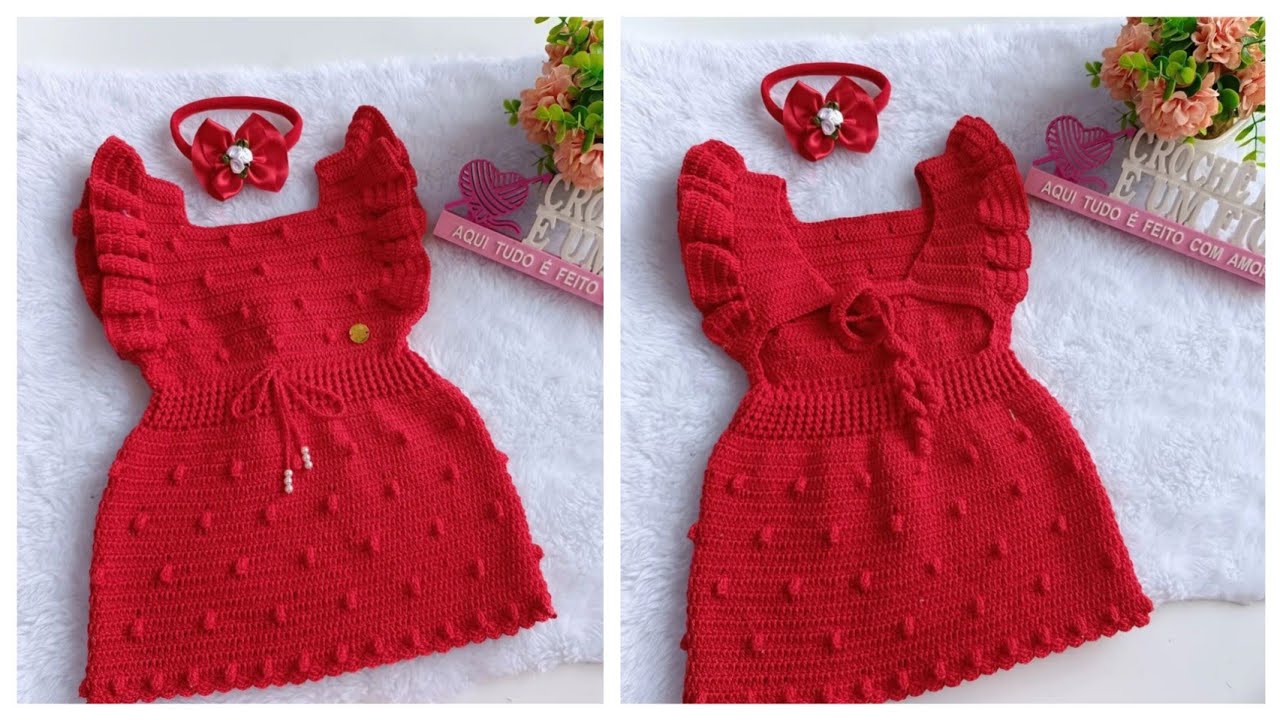 VESTIDO DE CROCHE INFANTIL   (TAMANHO 1ANO) #vestidodecroche #videoaula  #passoapassocroche #crochet