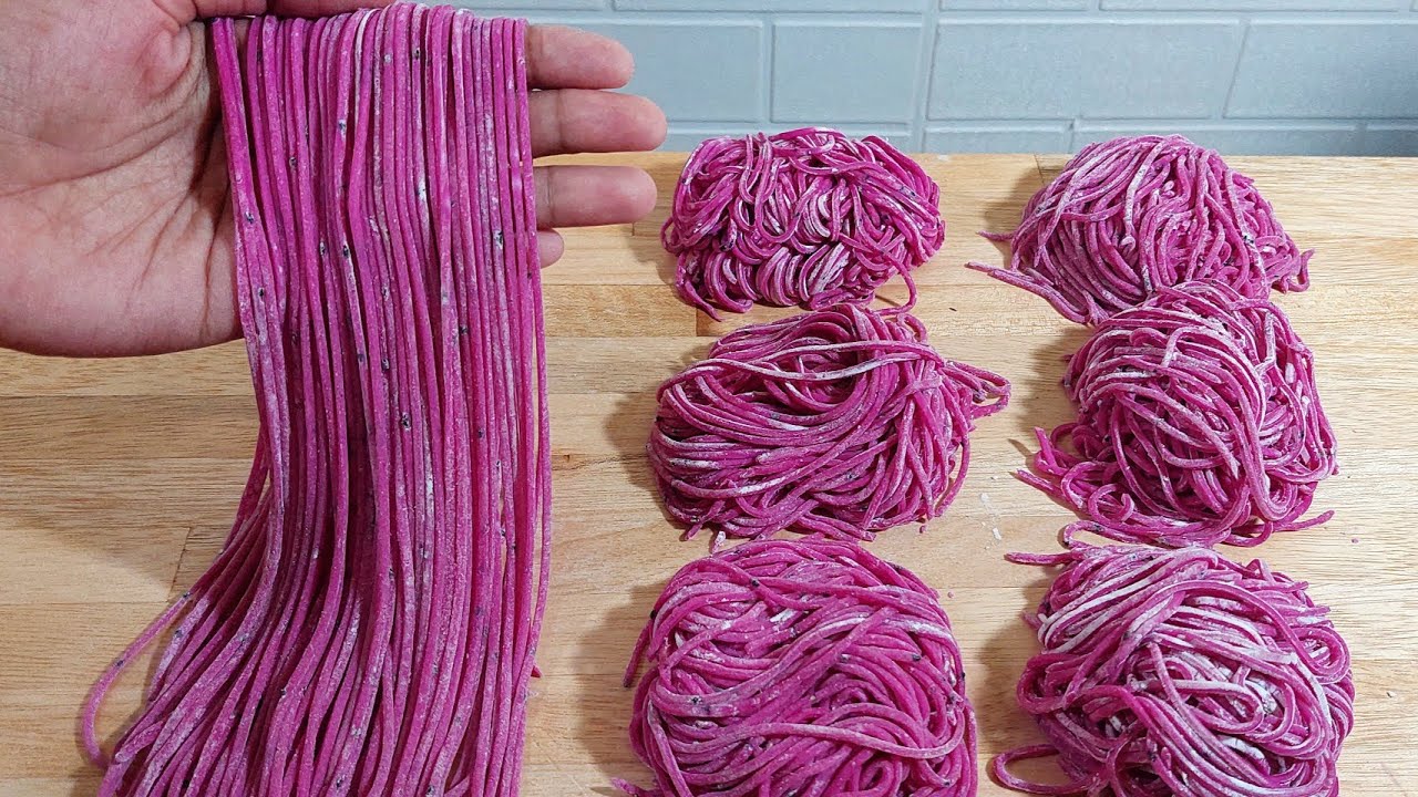 RESEP MIE BUAH NAGA,ANTI GAGAL DAN KENYAL