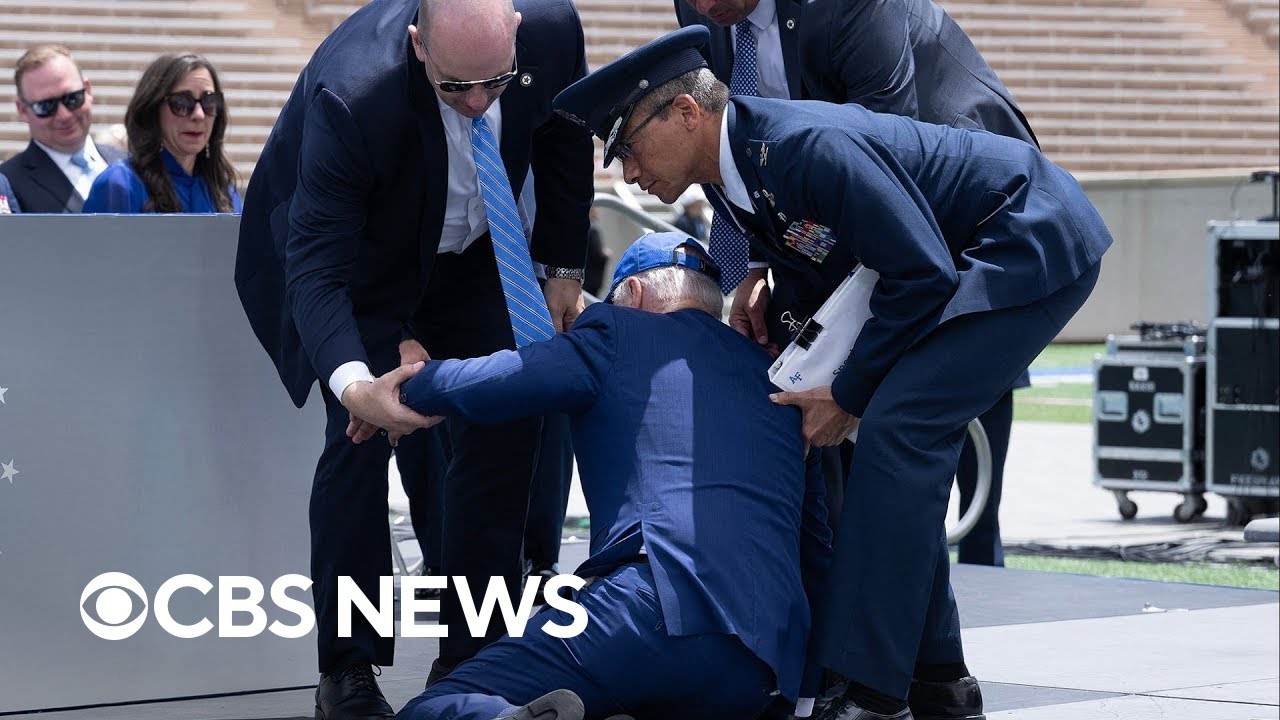 President Biden falls on stage at Air Force Academy commencement