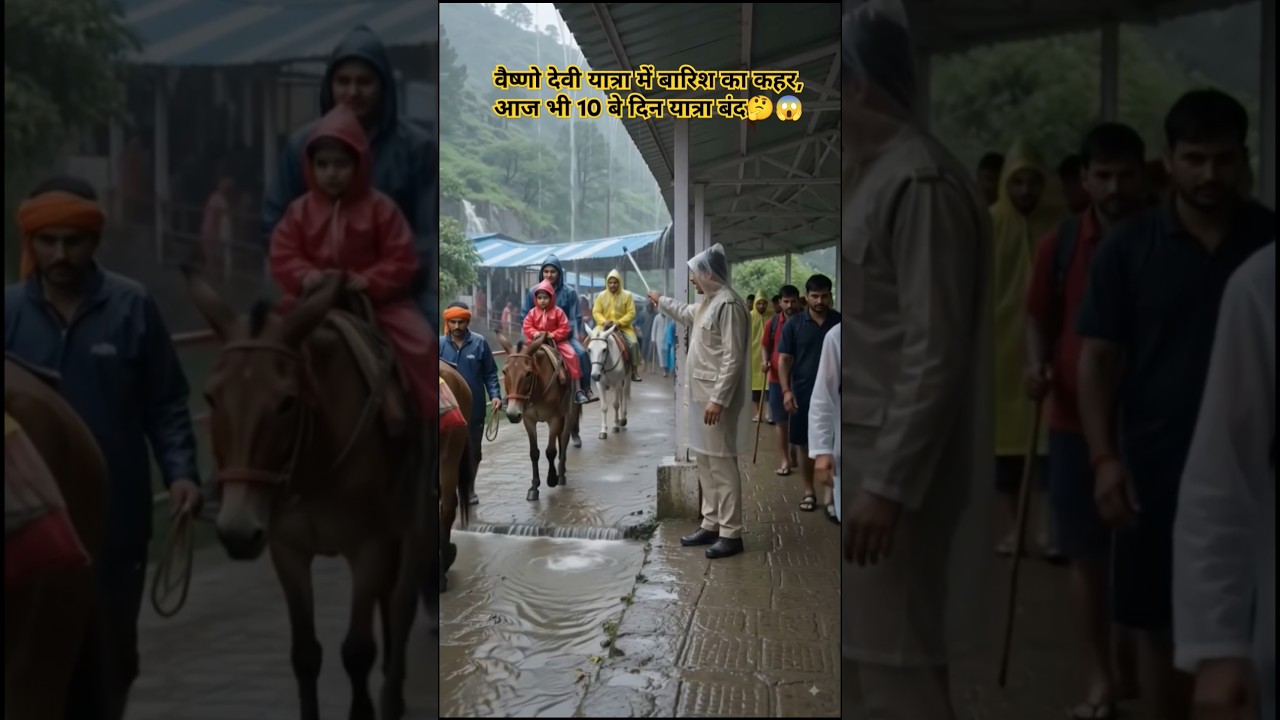 माता वैष्णो देवी यात्रा,बारिश से श्रद्धालु परेशान🤔😱 #shorts #trending #vaishnodevi #rain #shortsfeed