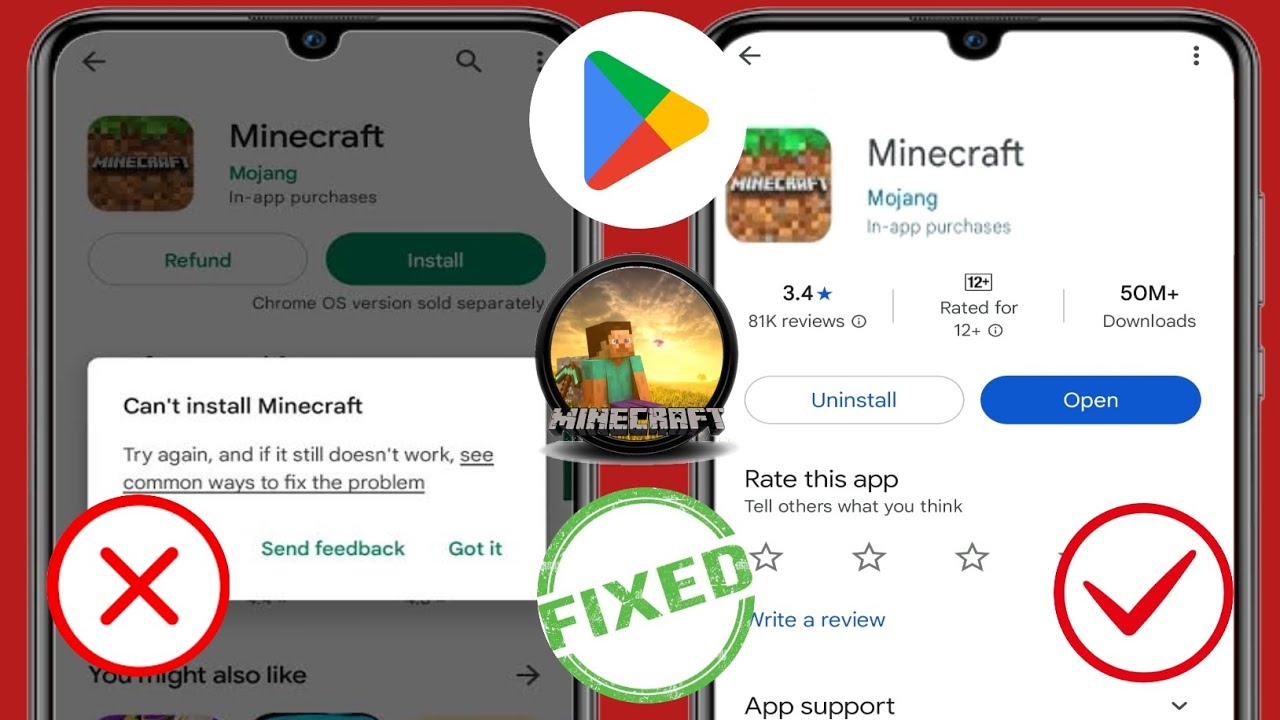How To Fix Can't Install Minecraft App on Play store || Quick and Easy