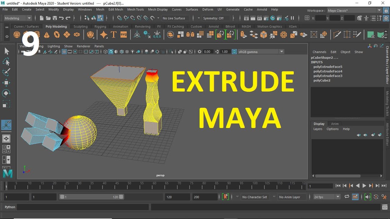 شرح اهم امر من اوامر مايا Edit Mesh Extrude Maya 2020