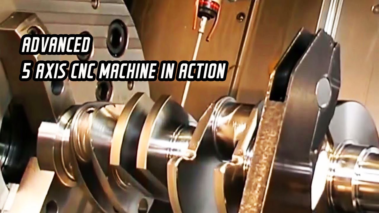 Extraordinary 5 axis CNC machine machining  a complete crankshaft for an Aerospace product