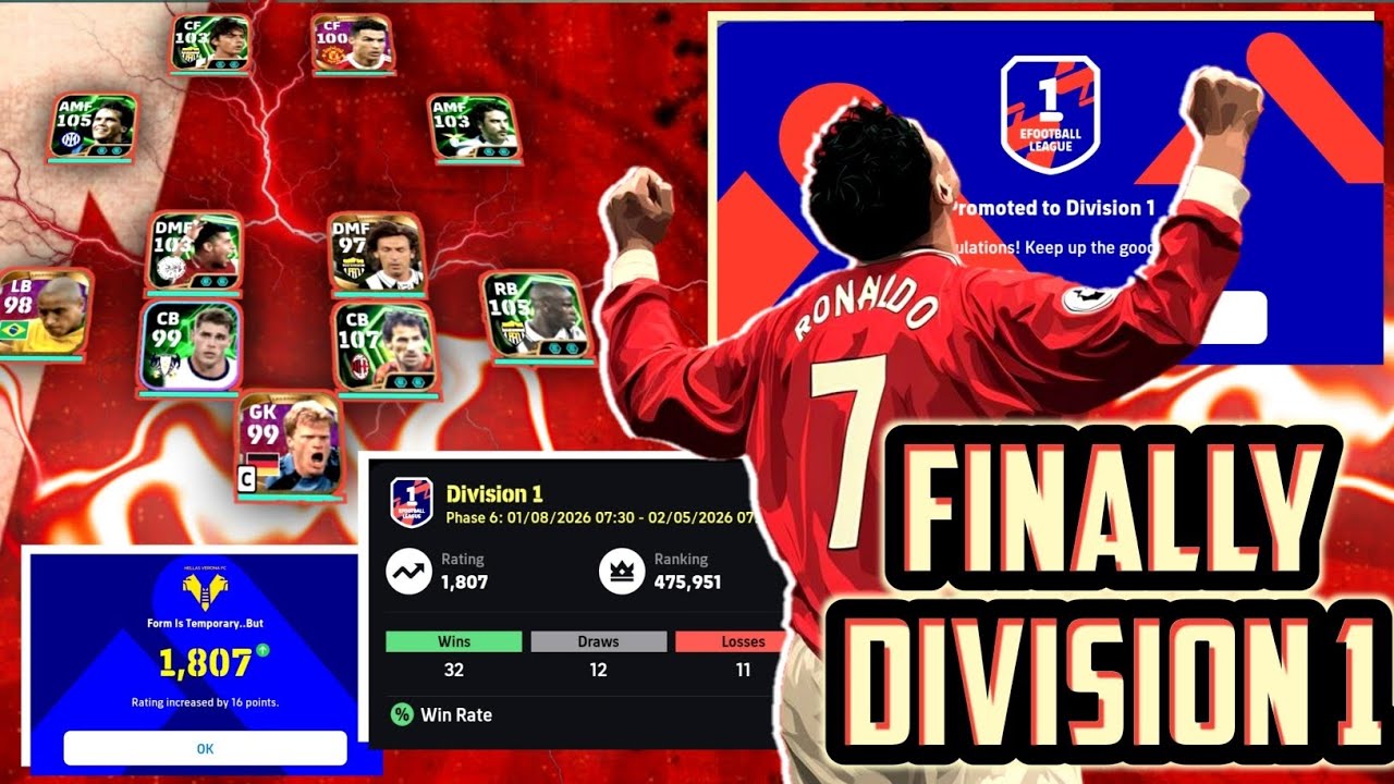 ATLAST I DID IT🔥| DIVISION 1 DREAM❤️| RANK PUSH | BELLI GAMING | F2P #efootball 