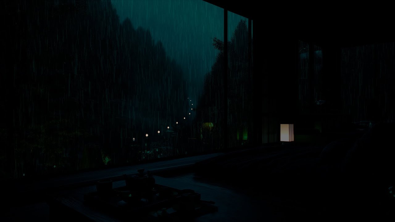Dark Bedroom Rain Ambience 🌧 (No Ads) | Peaceful Night Surrounded by Trees for Sleep & Relaxation