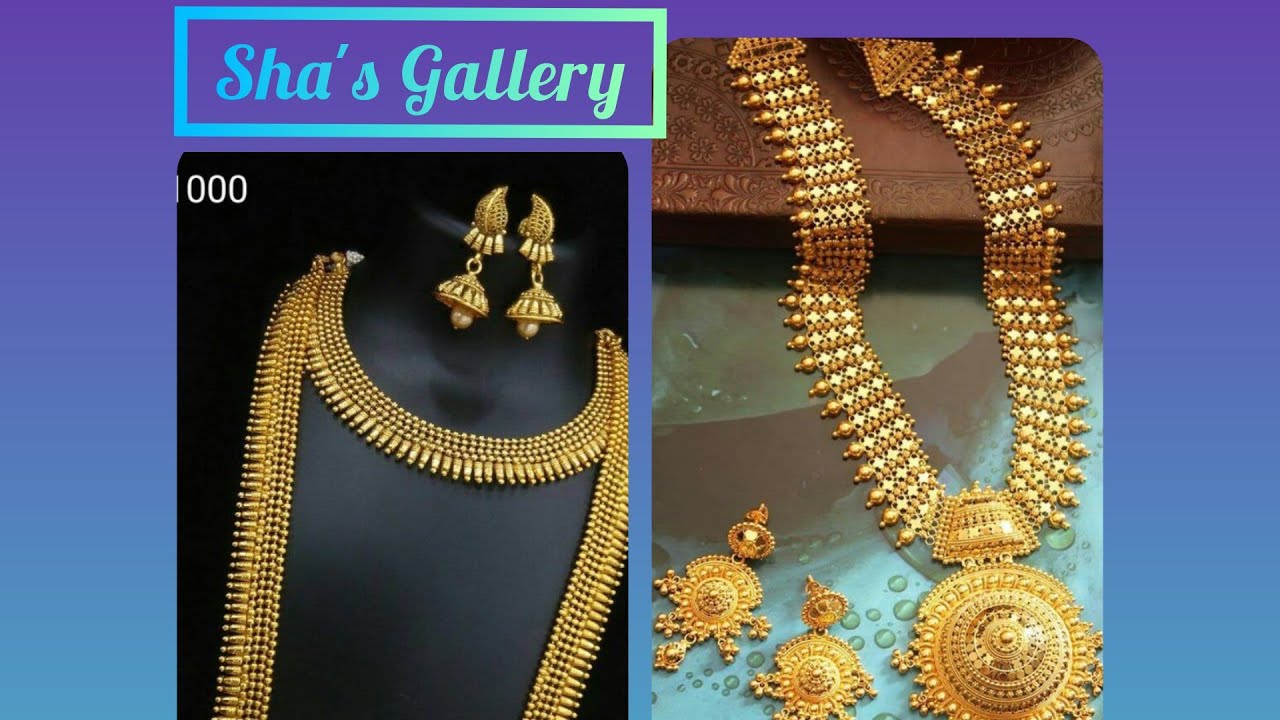 Gold Necklace Design - Long Haaram -2