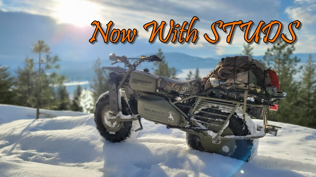 Taking The Rokon Up Snow Trails With Studs!