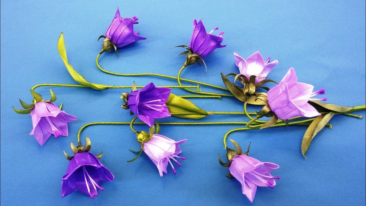 Ribbons flowers bells.DIY/Campanas flores de cintas/Колокольчики из лент
