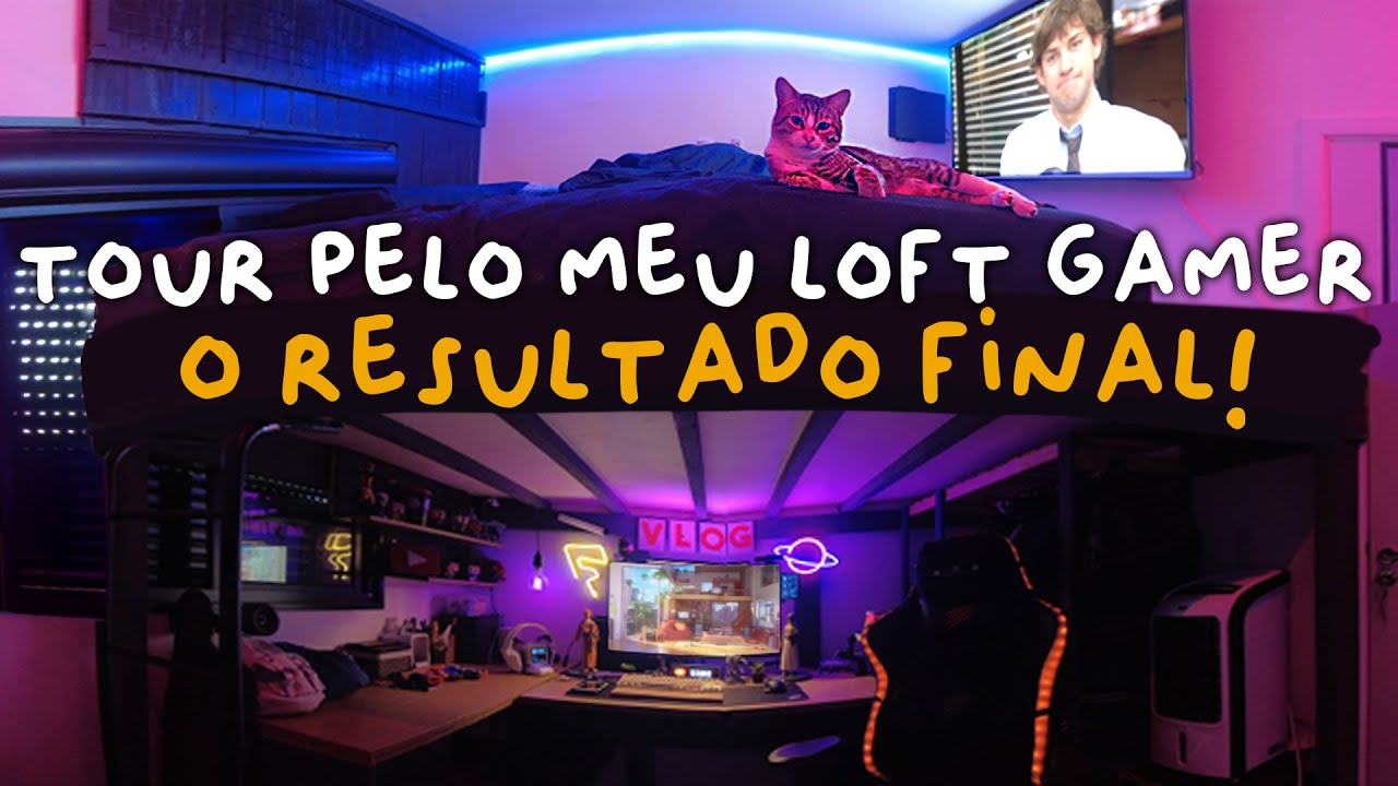Transformei meu quarto pequeno num LOFT GAMER - diy quarto loft/mezanino(DIY)-O RESULTADO FINAL!