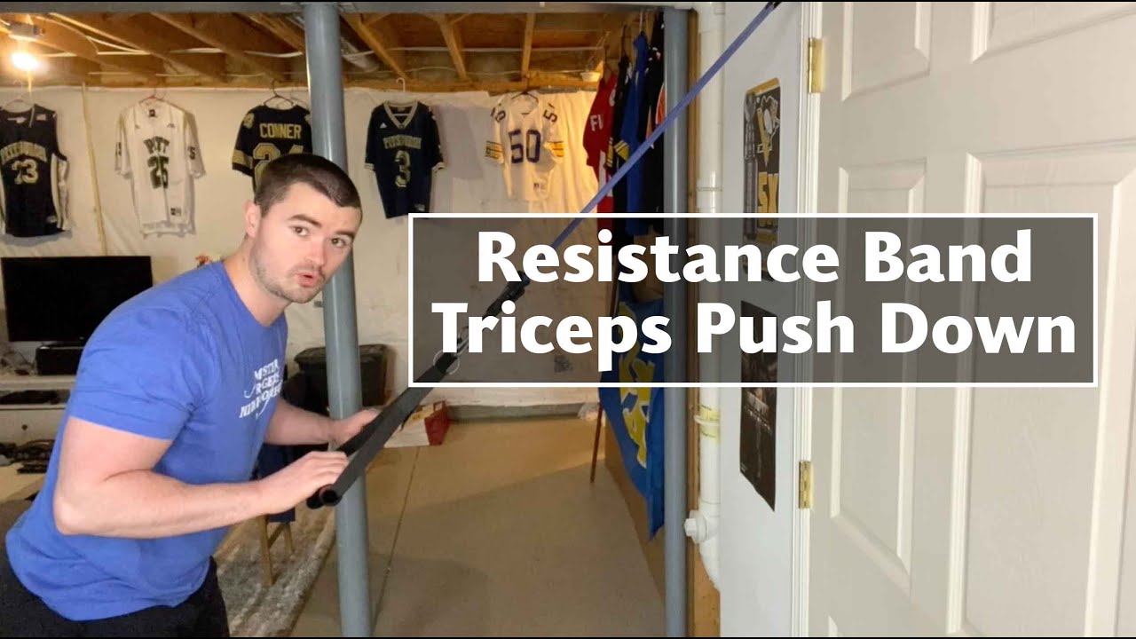 Resistance Band Triceps Push Down Tutorial | At-Home Workout Routine
