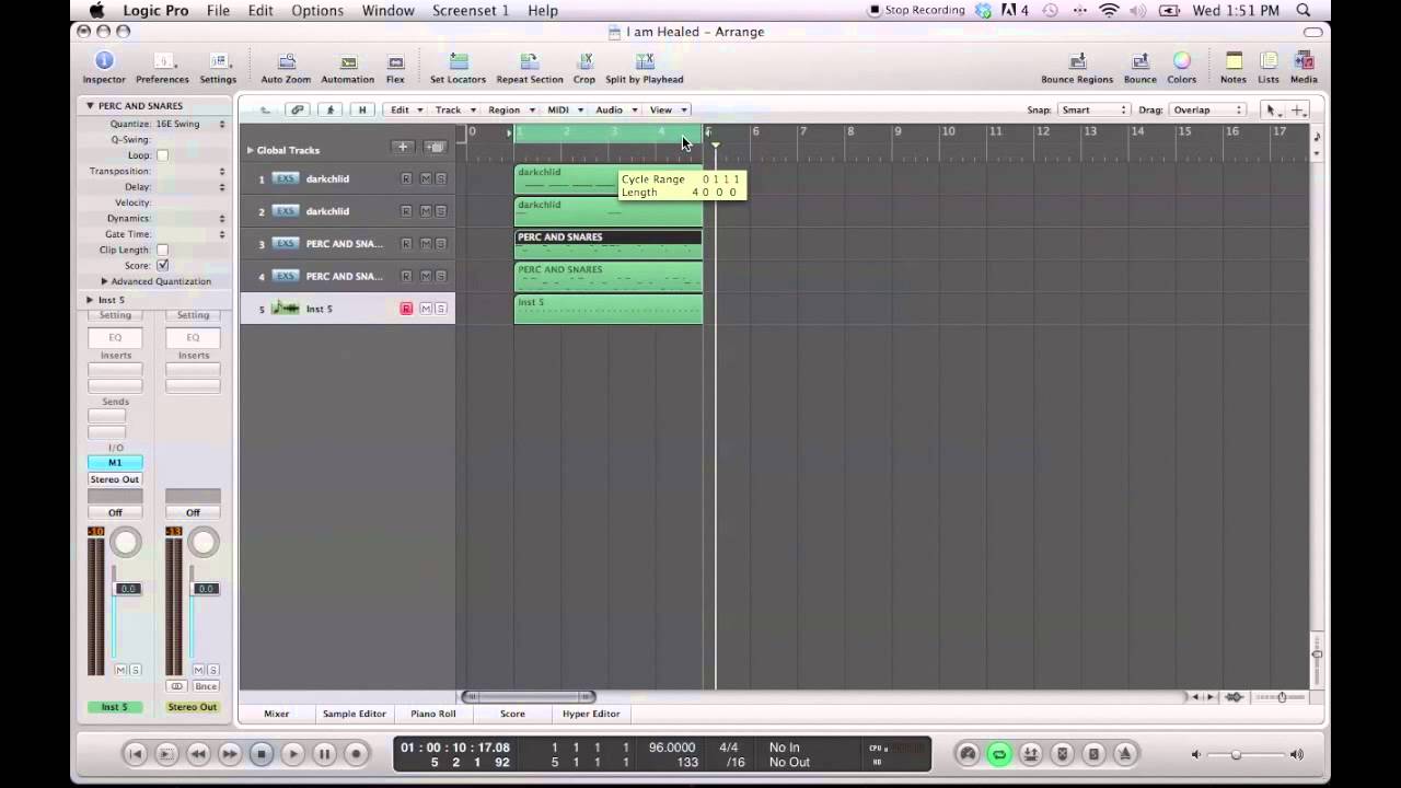 Looping a Section In Logic Pro 9