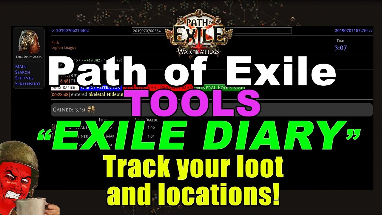 Path of Exile Tools: EXILE DIARY. Track your loot and locations!