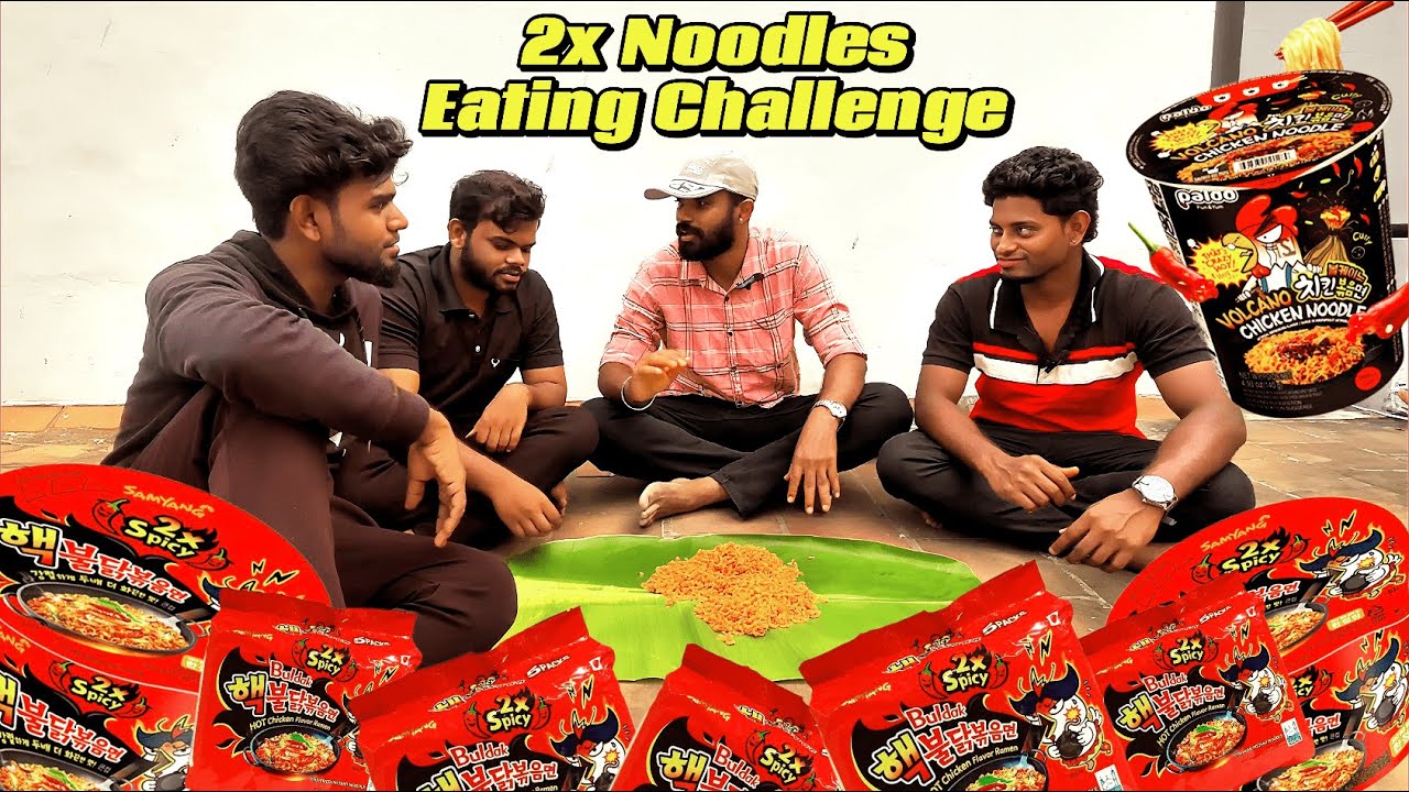 2X Spicy Noodles Eating Challenge 🔥😱 | Friends Fun #entertainment #eatingchallenge #injimittai