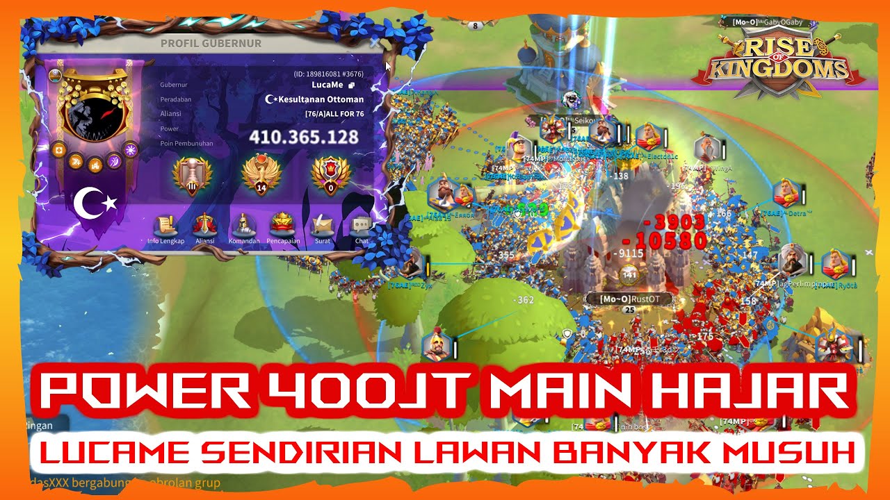 POWER 400 JUTA SENDIRIAN LAWAN SEMUA MUSUH !! LUCAME 3676 WAR KVK 2 ROK !!