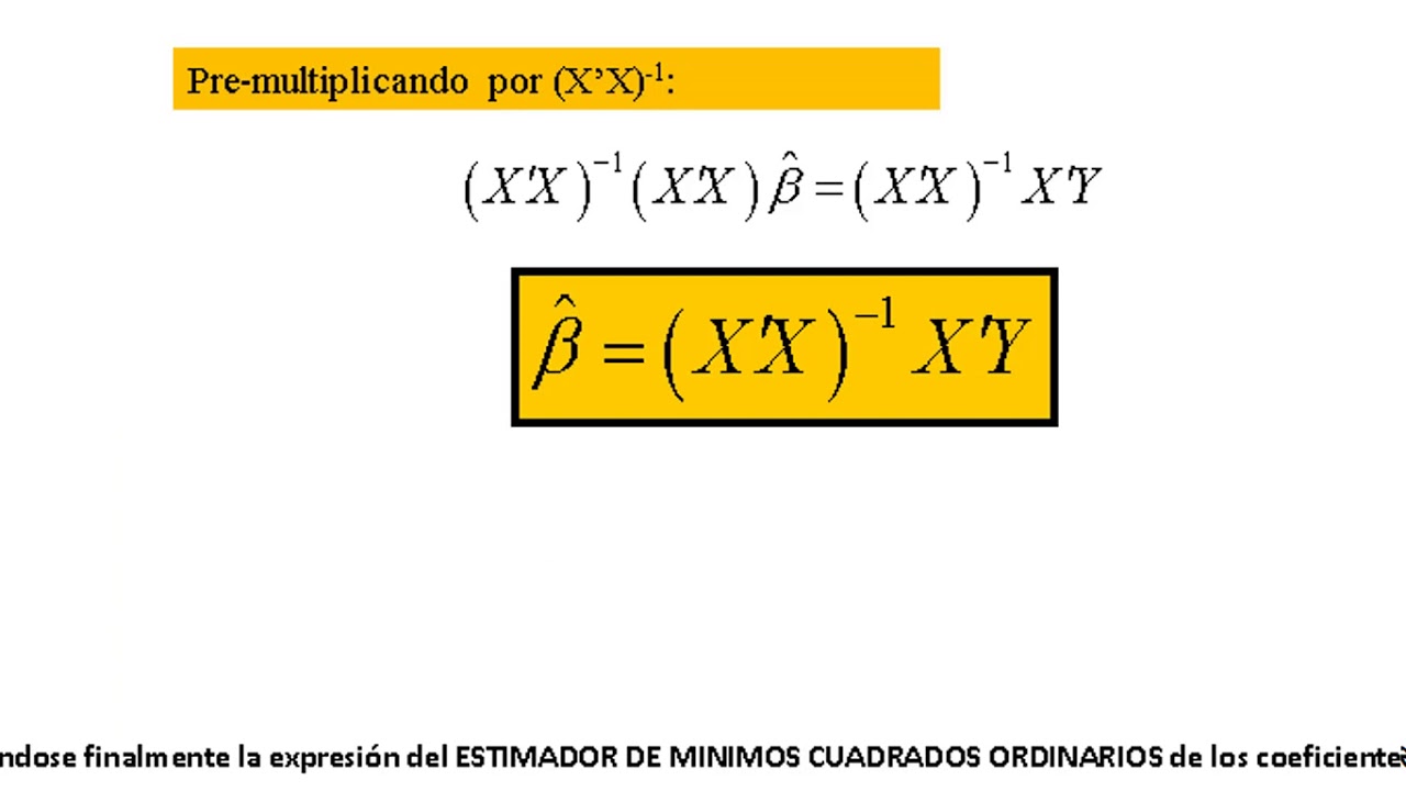 Video 38 Estimación de un modelo de regresión con dos variables usando enfoque matricial en Excel