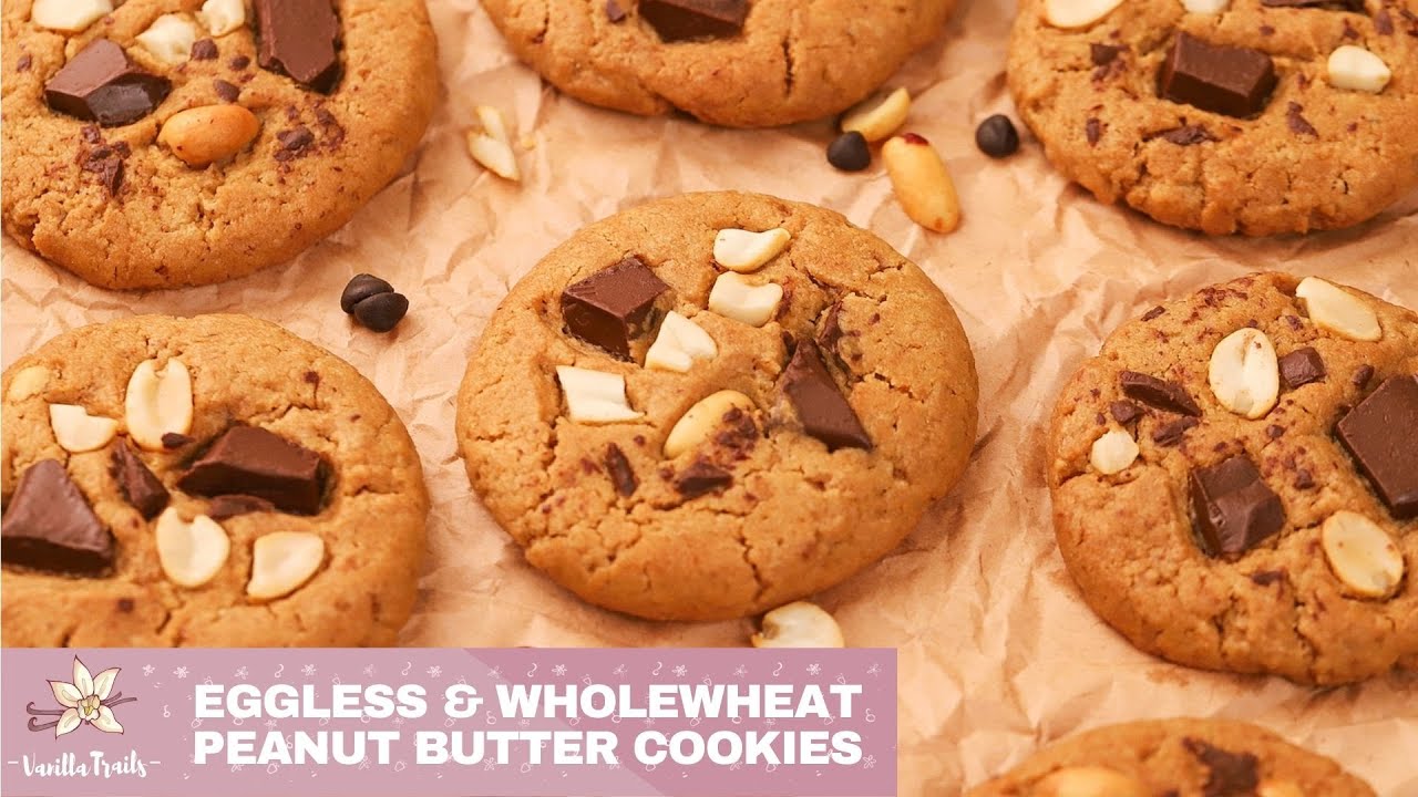 Eggless & Wholewheat Peanut Butter Cookies made with Jaggery! Easy recipe, nutty, wholesome cookies