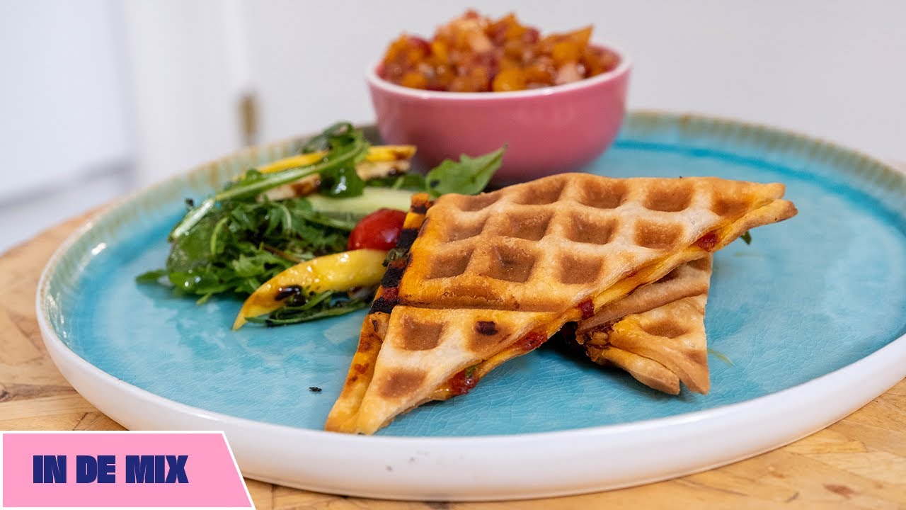 Glutenvrije wafeltjes met kip en mangochutney | In de mix