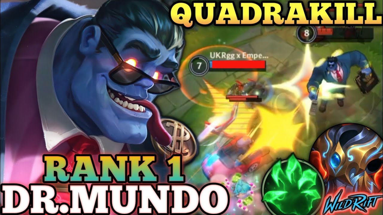 DR.MUNDO TOPLANE KILLER MVP PLAY! OP AD TANK BUILD - TOP 1 GLOBAL DR.MUNDO BY ZodiacDeath- WILD RIFT
