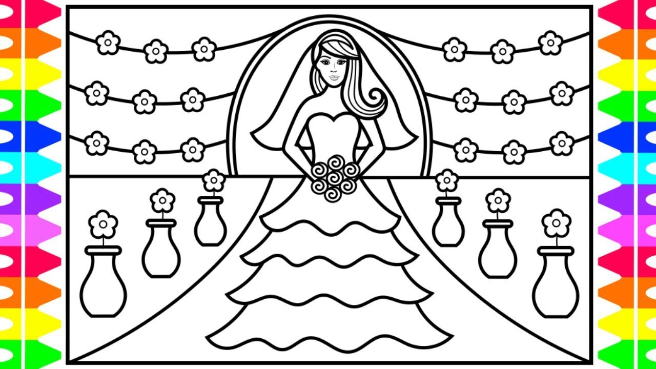 How to Draw a Wedding Bride for Kids 💍💙💜Wedding Bride Drawing | Wedding Bride Coloring Pages
