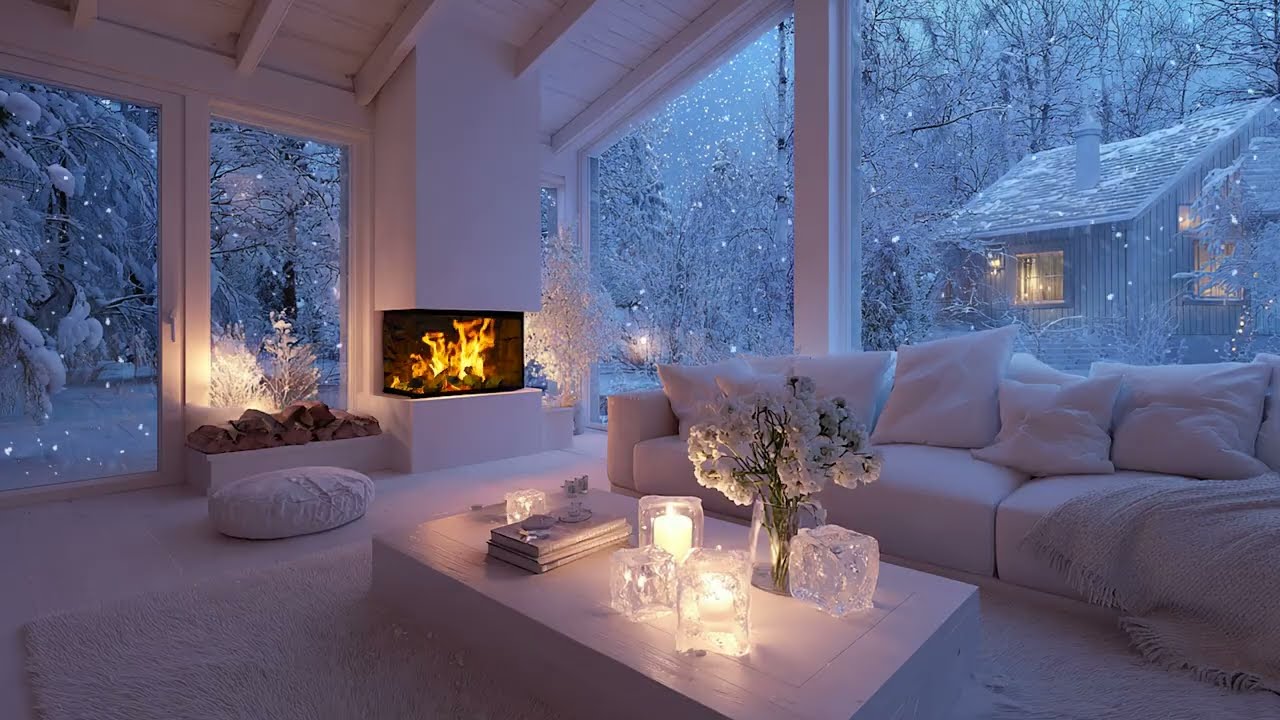 3 HOUR Winter Snow Ambience & Piano Lounge | Relax, Study, Focus & Unwind with Soft Sounds