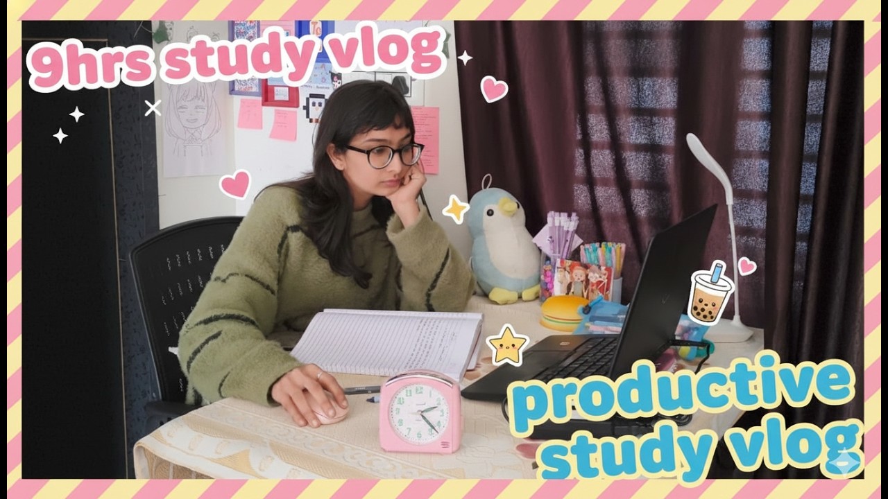 9Hrs Study Vlog 🔥 | Productive Study Vlog  | SSC CGL 2026 | Anshi Narwal 🎀 #studywithme #ssc #cgl